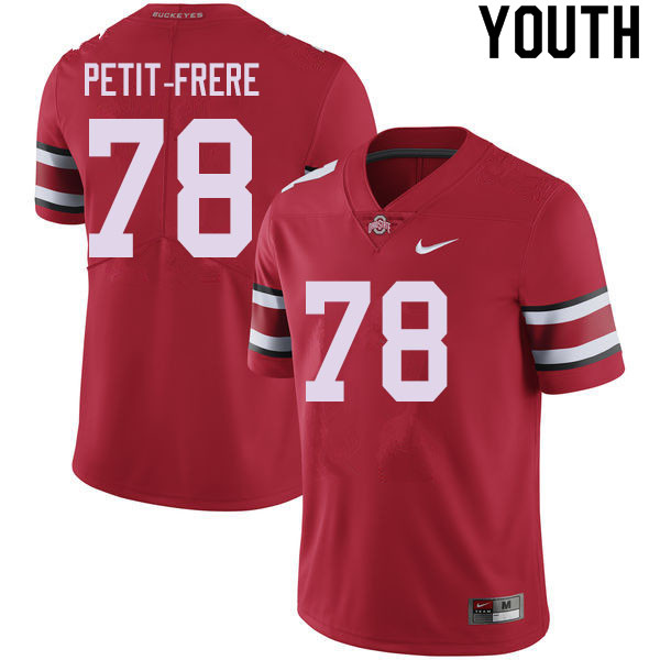 Ohio State Buckeyes Nicholas Petit-Frere Youth #78 Red Authentic Stitched College Football Jersey